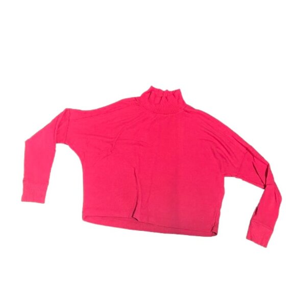 MICHAEL STARS Hot Pink Mock Neck Cropped Sweater Size Small - Picture 1 of 8